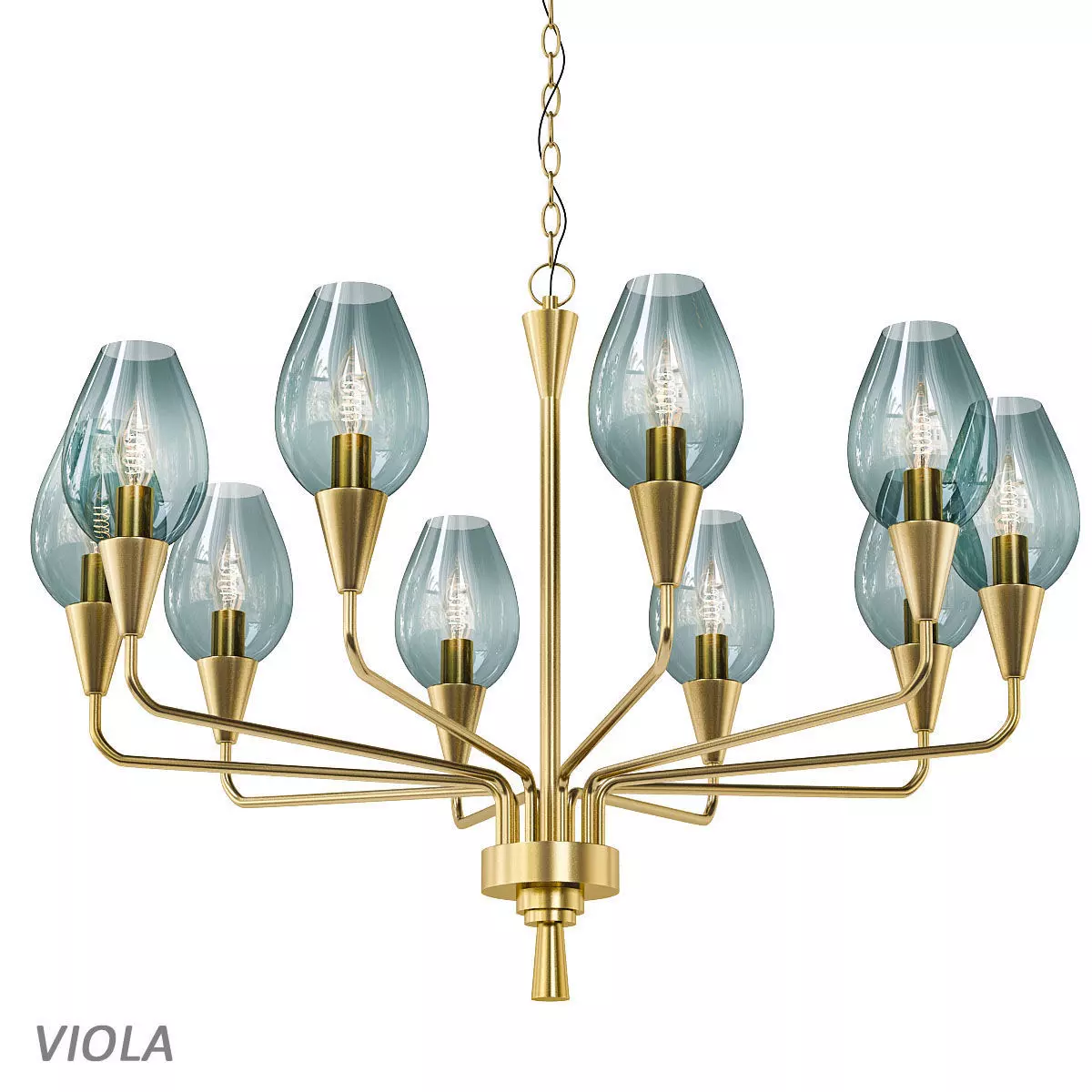 VIOLA brass chandelier with glass shades 3D model