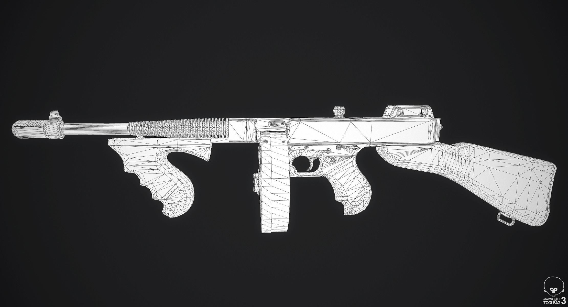 Thompson M1928A1 Submachine Gun Low-poly 3D model_10