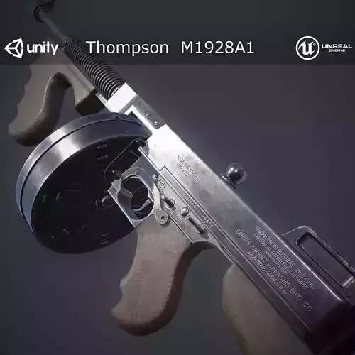 Thompson M1928A1 Submachine Gun Low-poly 3D model