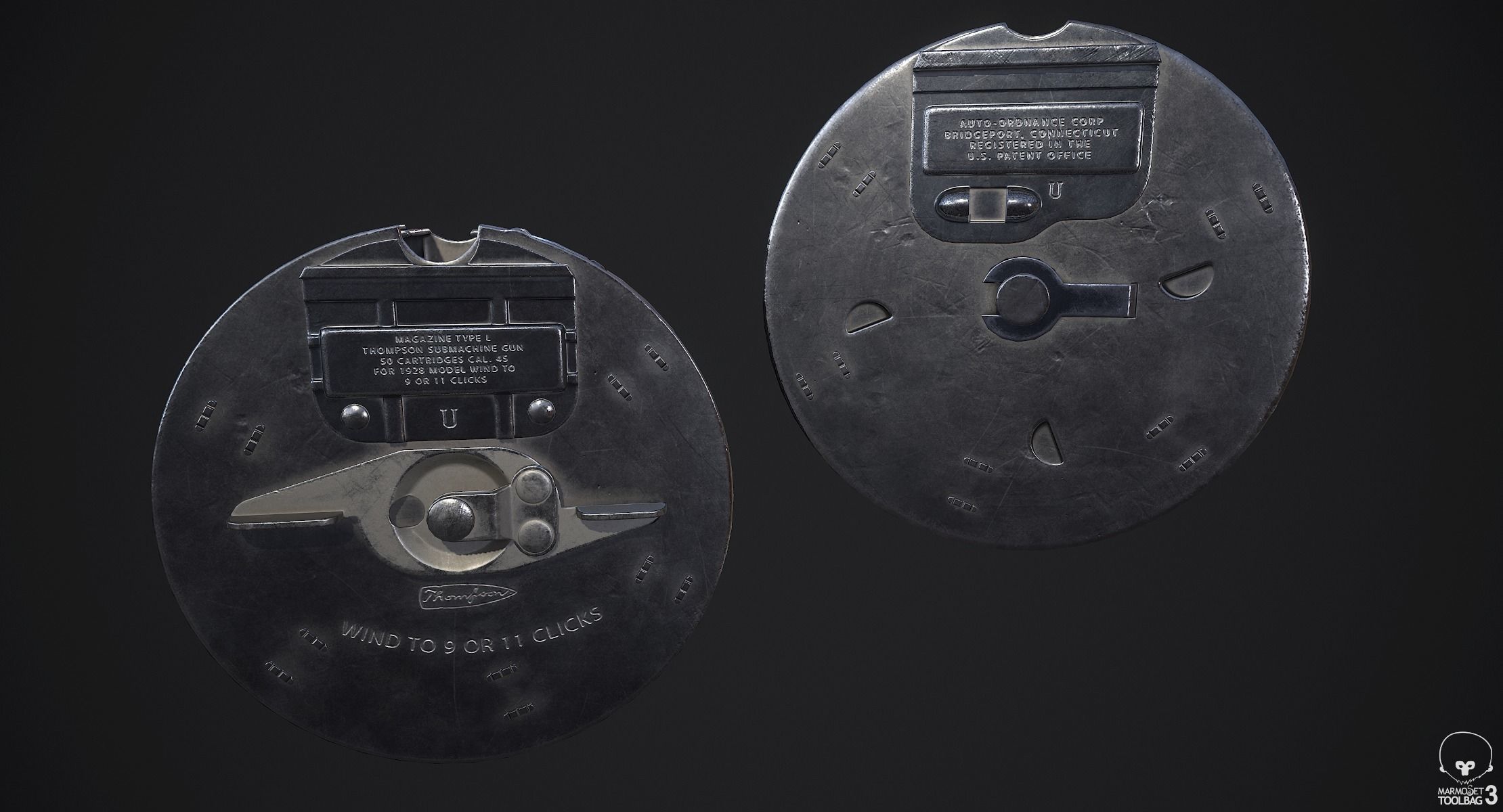 Thompson M1928A1 Submachine Gun Low-poly 3D model_7