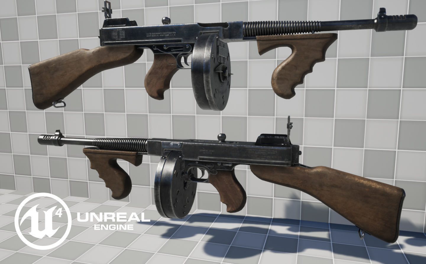 Thompson M1928A1 Submachine Gun Low-poly 3D model_12