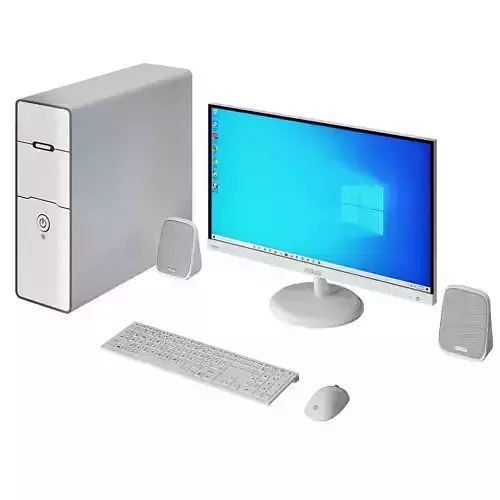White PC Asus 3D model
