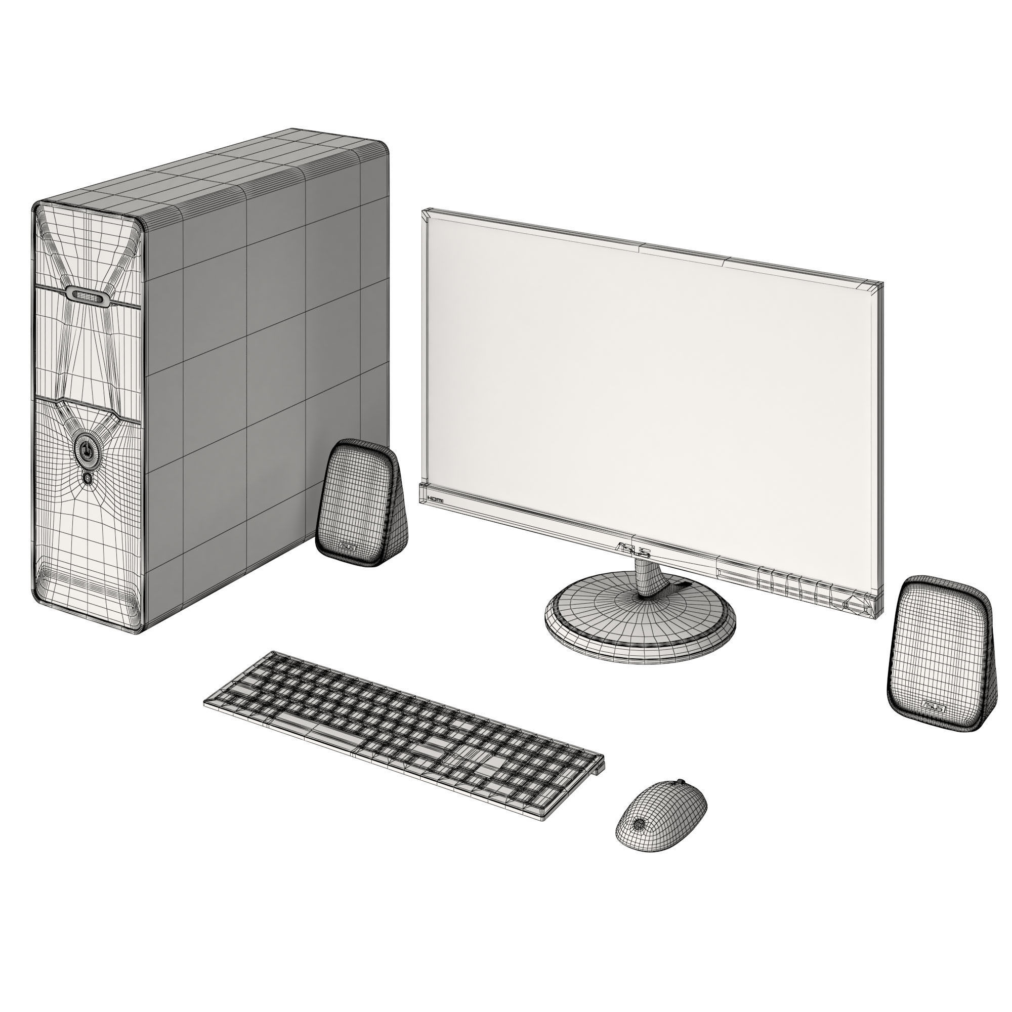 White PC Asus 3D model_4