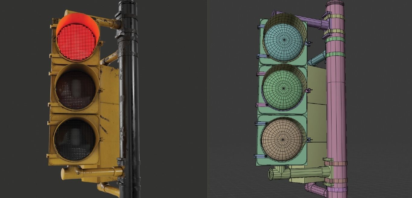 PBR Traffic Light Low-poly 3D model_2