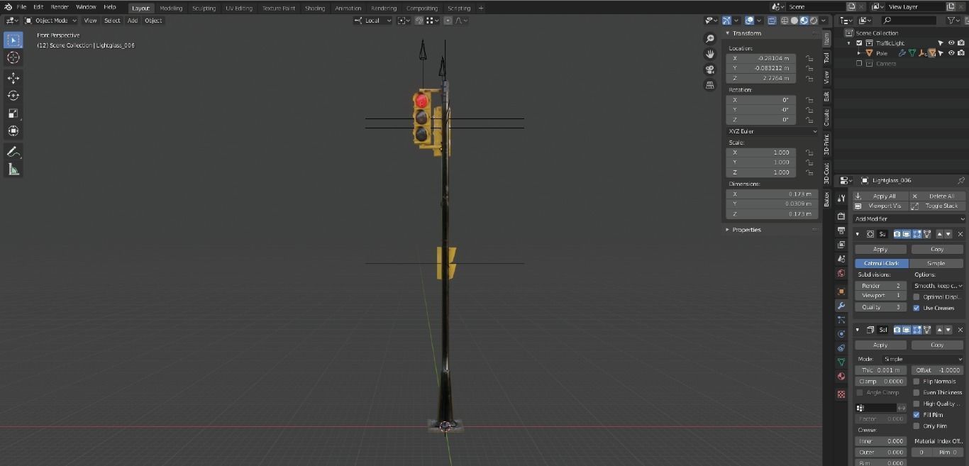 PBR Traffic Light Low-poly 3D model_6