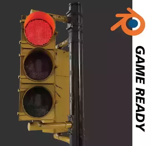 PBR Traffic Light Low-poly 3D model