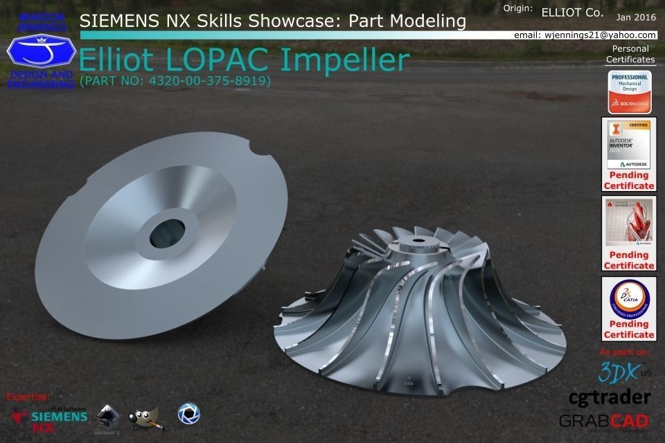 SIEMENS NX Skills Showcase - Elliot LOPAC Impeller Free 3D model_0