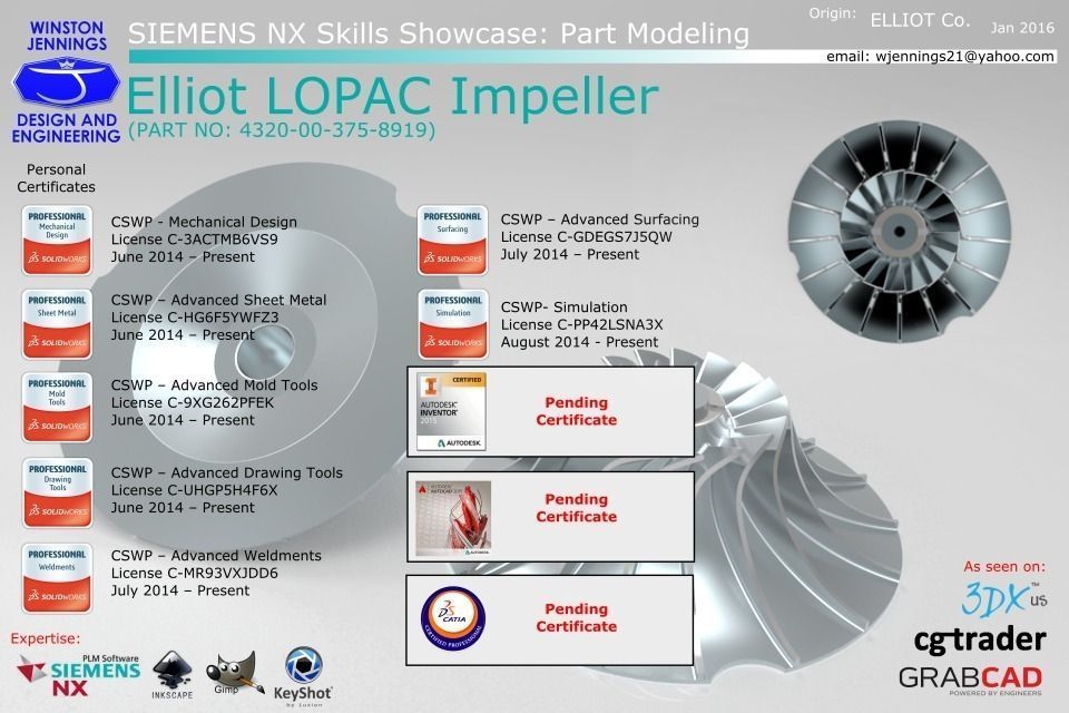 SIEMENS NX Skills Showcase - Elliot LOPAC Impeller Free 3D model_1