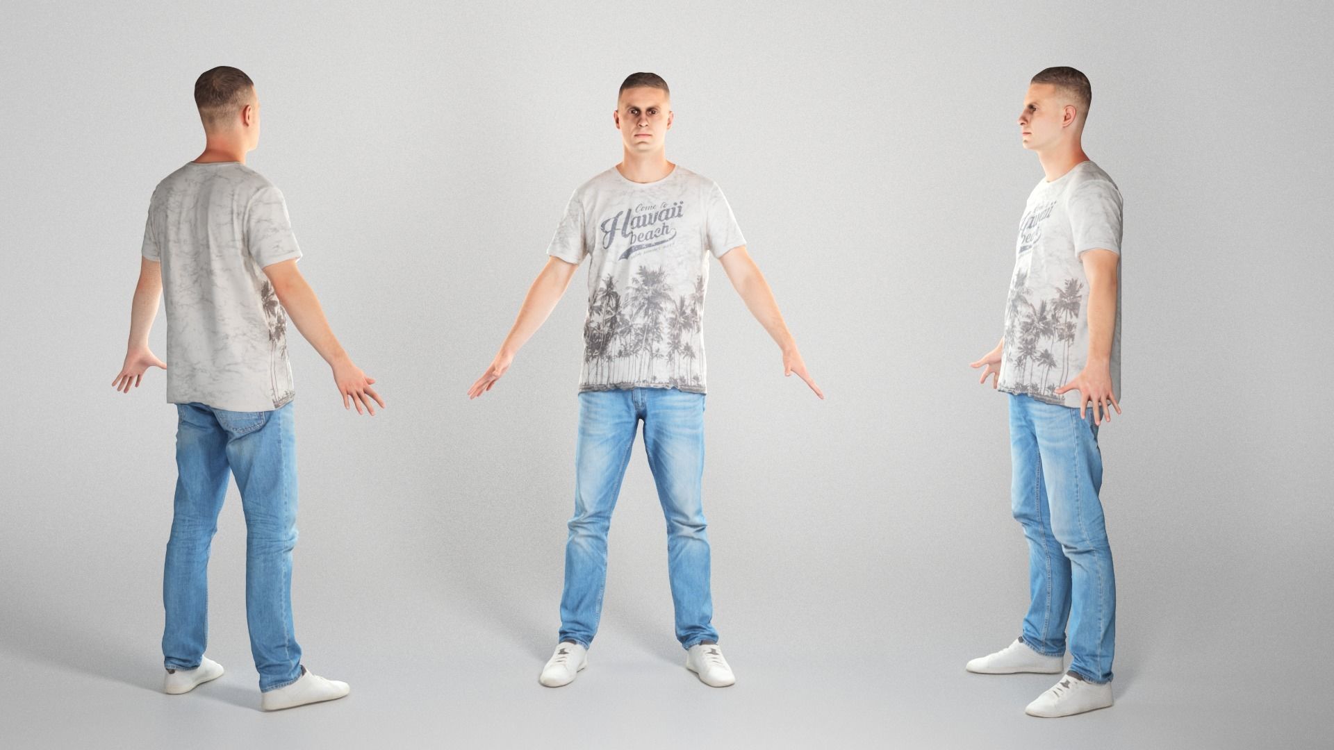 Charming man in A-pose ready for animation 69 Low-poly 3D model_2