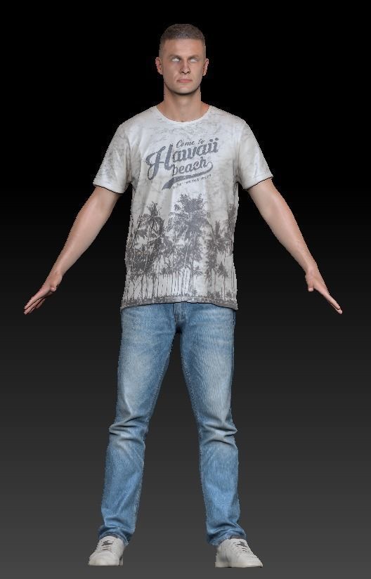 Charming man in A-pose ready for animation 69 Low-poly 3D model_5