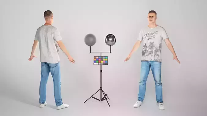 Charming man in A-pose ready for animation 69 Low-poly 3D model