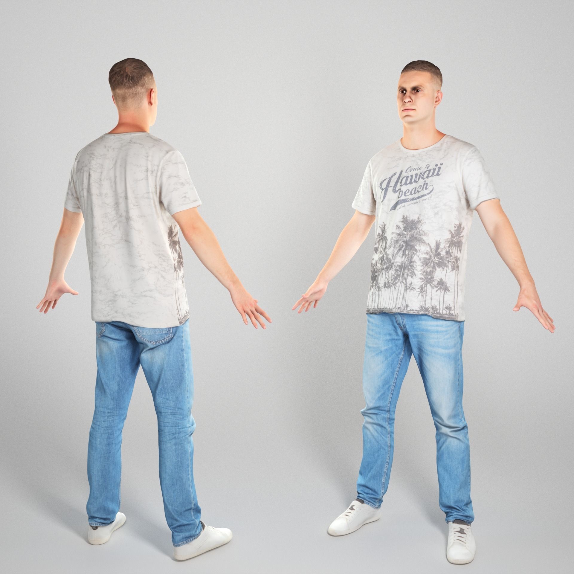 Charming man in A-pose ready for animation 69 Low-poly 3D model_1