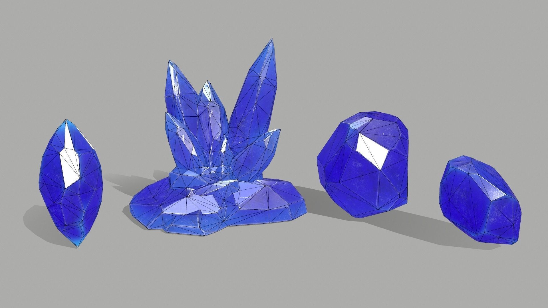 Crystal Set Low-poly 3D model_2