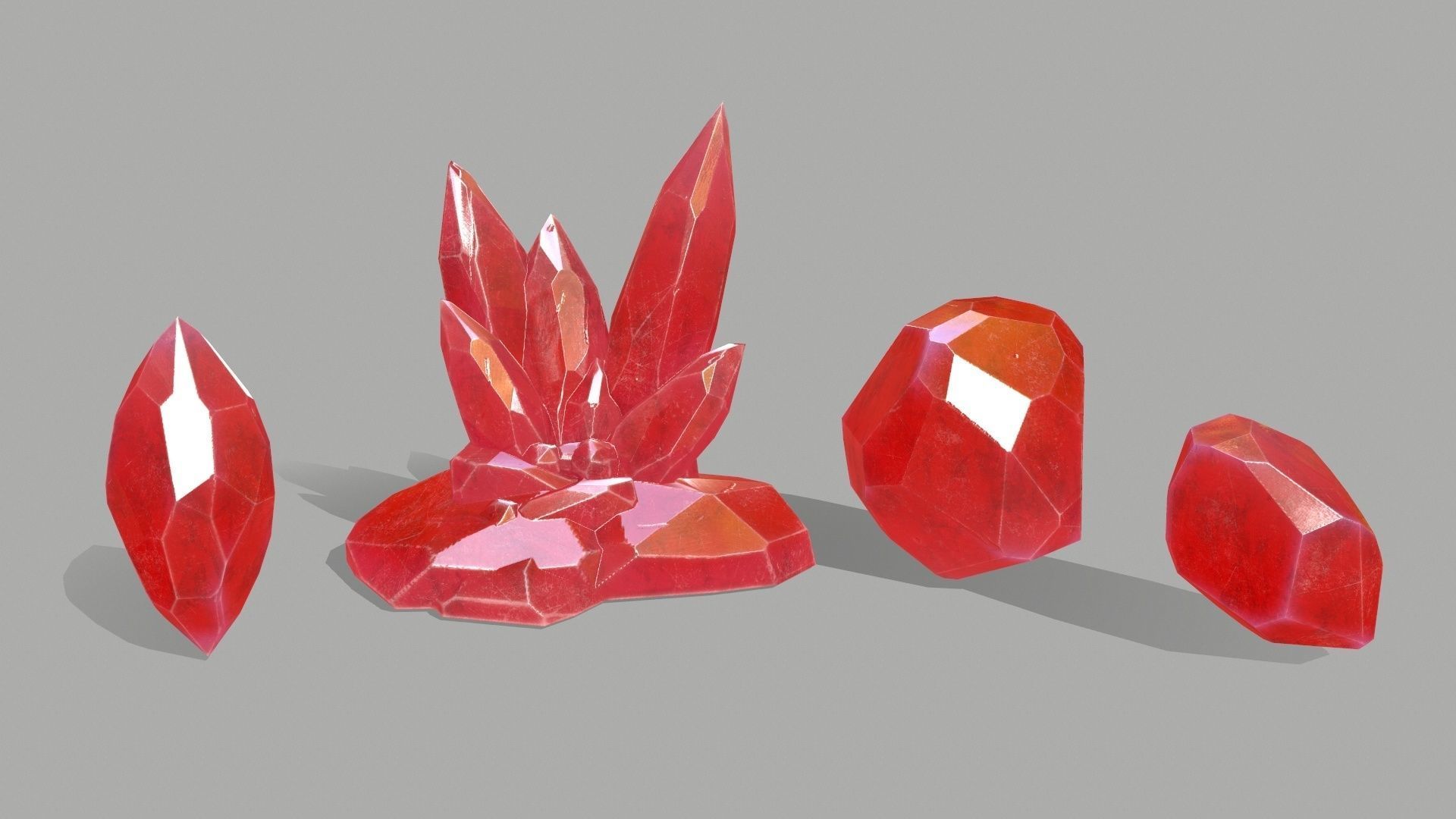 Crystal Set gemstone Low-poly 3D model_1