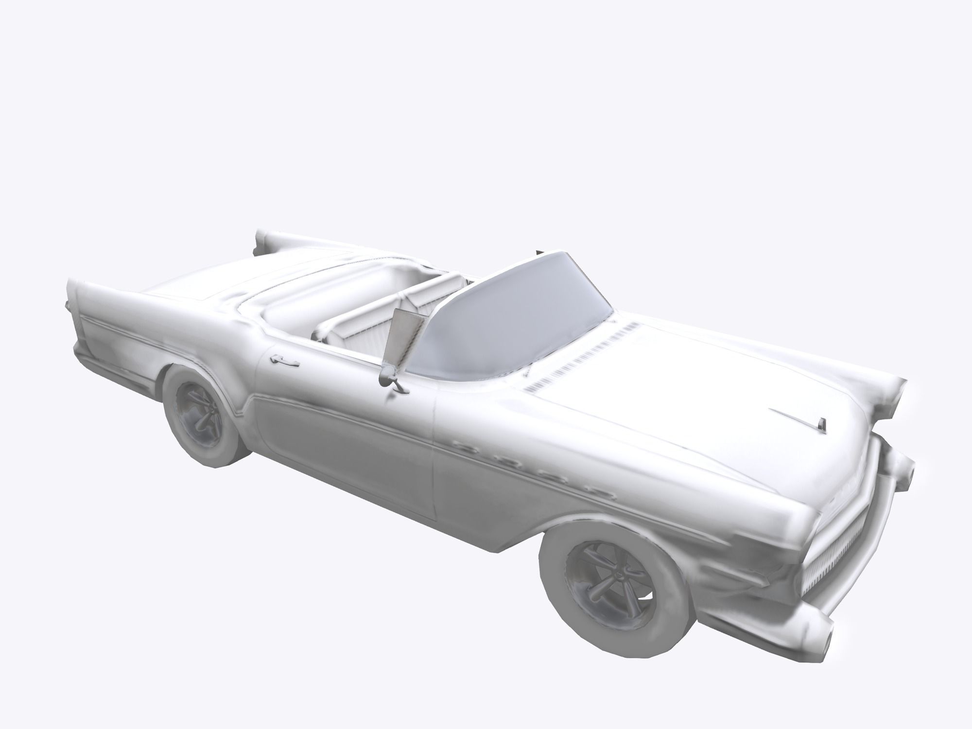 Open Top Convertable Retro Car Low-poly 3D model_3