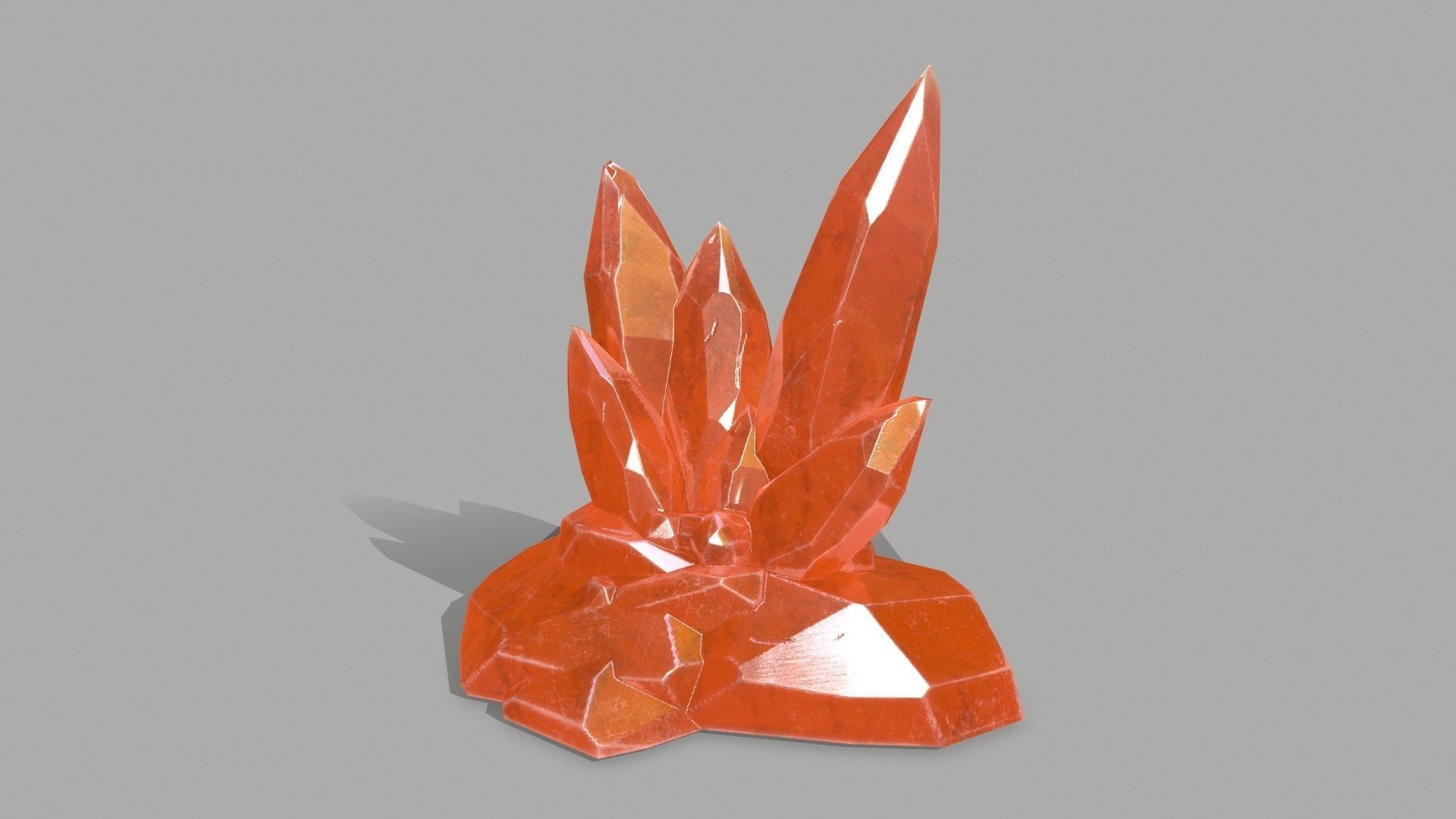 Crystal Set orange stone Low-poly 3D model_5
