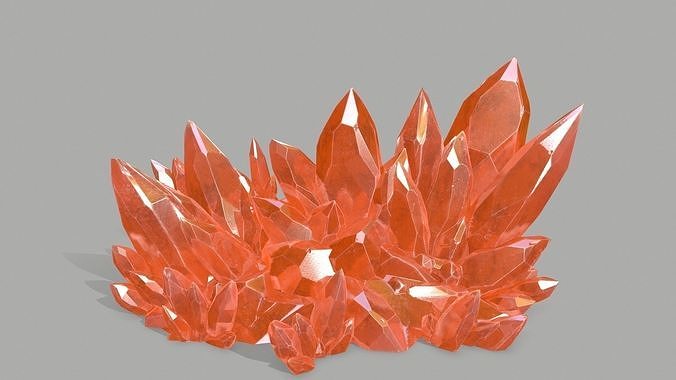 Crystal Set orange stone Low-poly 3D model