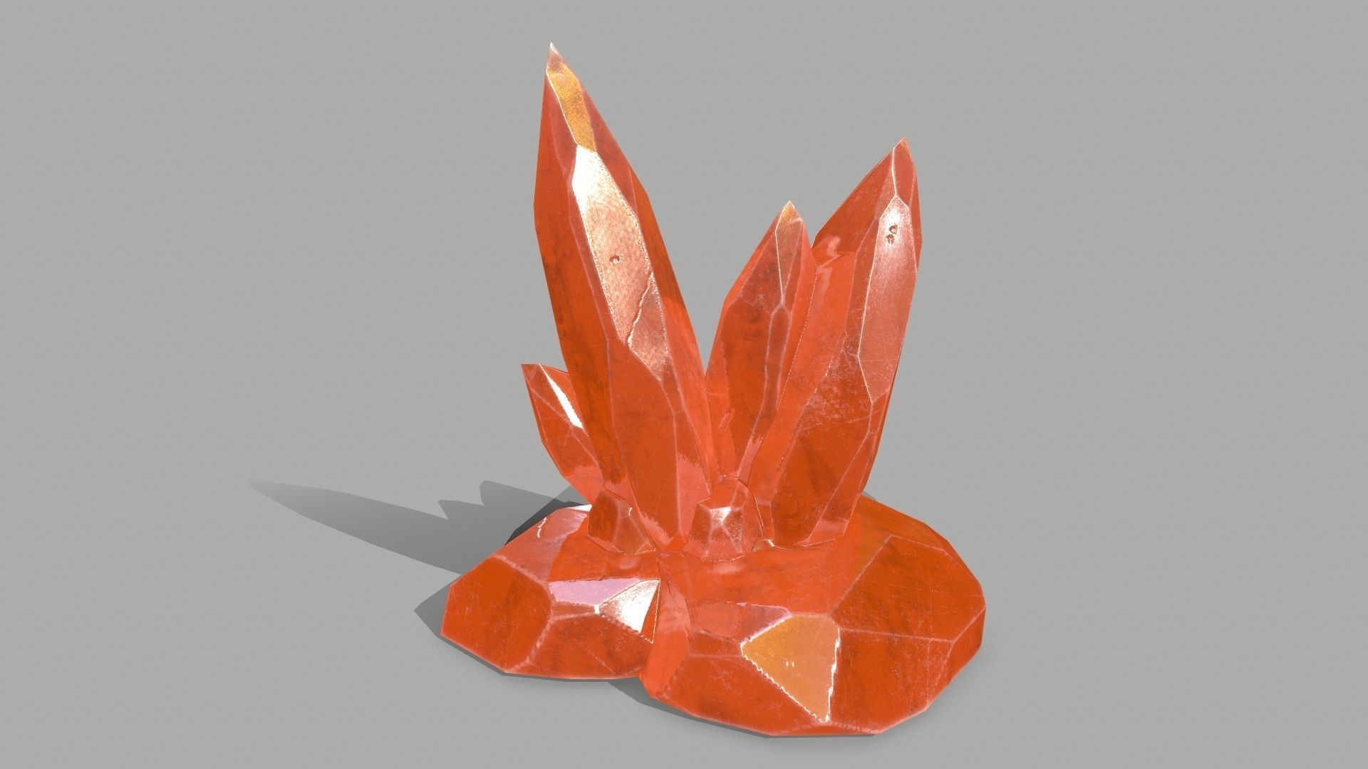 Crystal Set orange stone Low-poly 3D model_6
