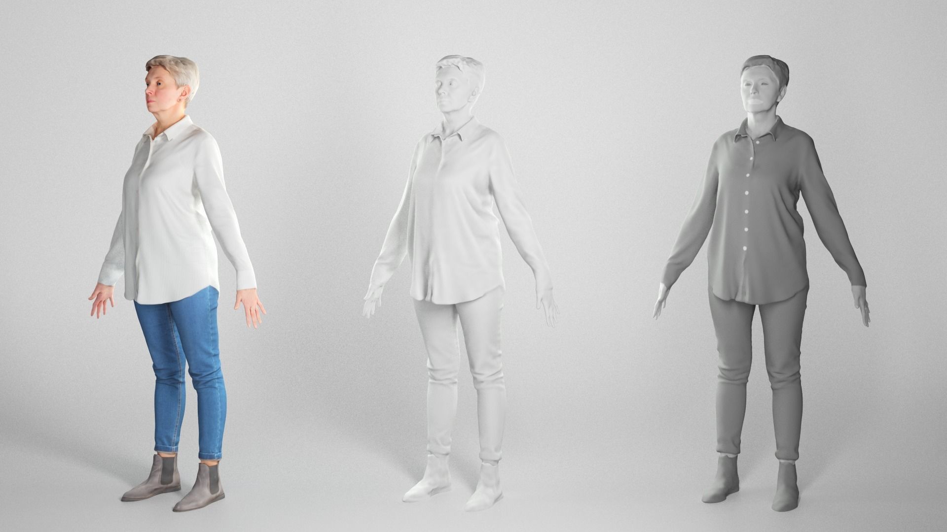 Adult woman in casual style ready for animation 131 Low-poly 3D model_4