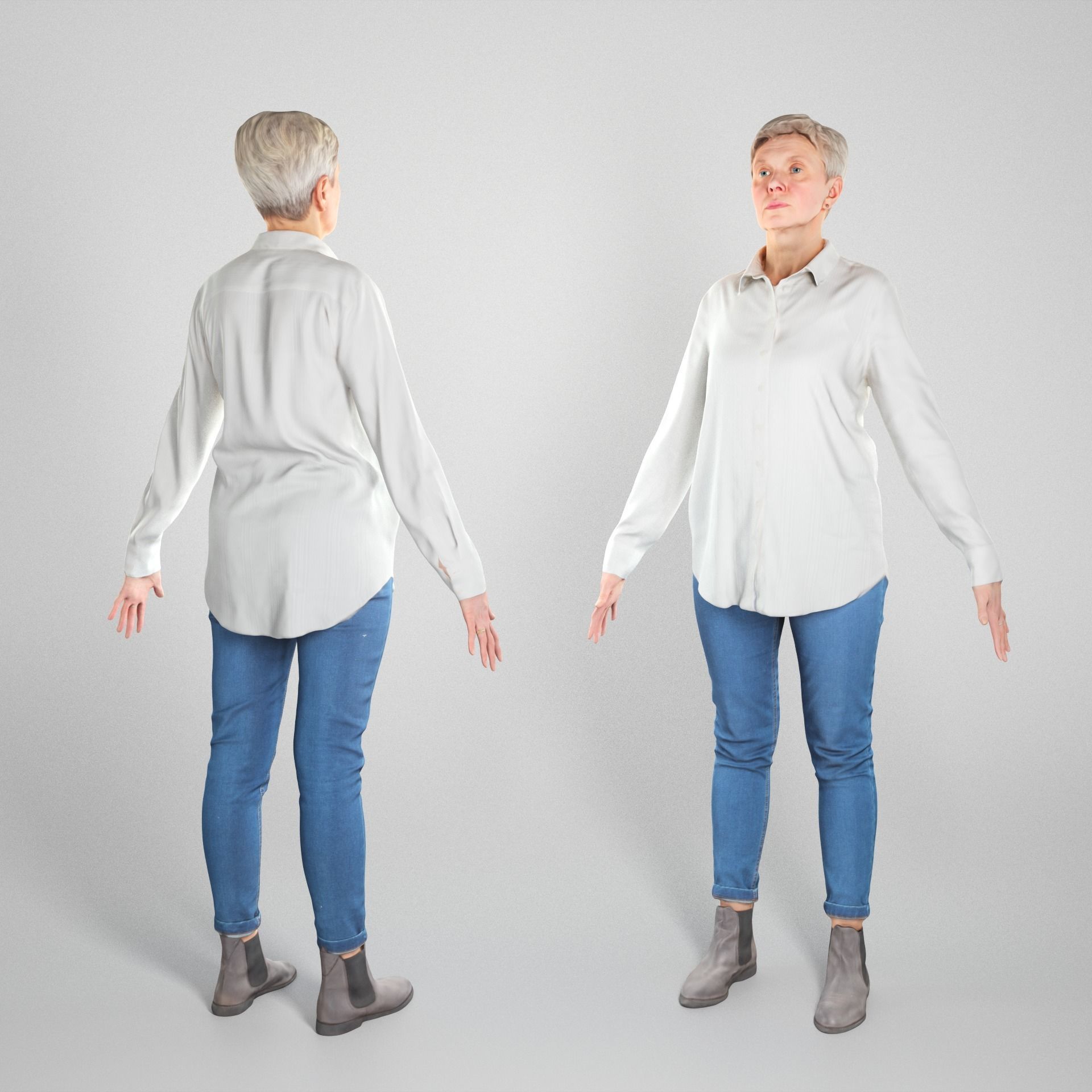 Adult woman in casual style ready for animation 131 Low-poly 3D model_1