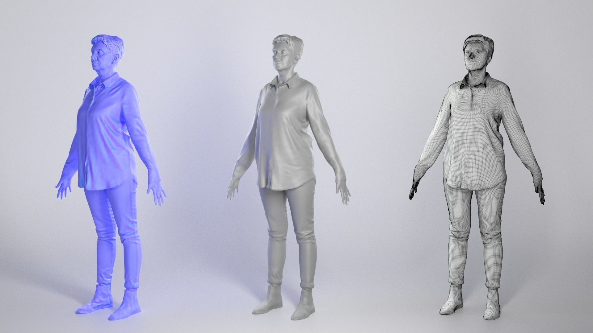 Adult woman in casual style ready for animation 131 Low-poly 3D model_3