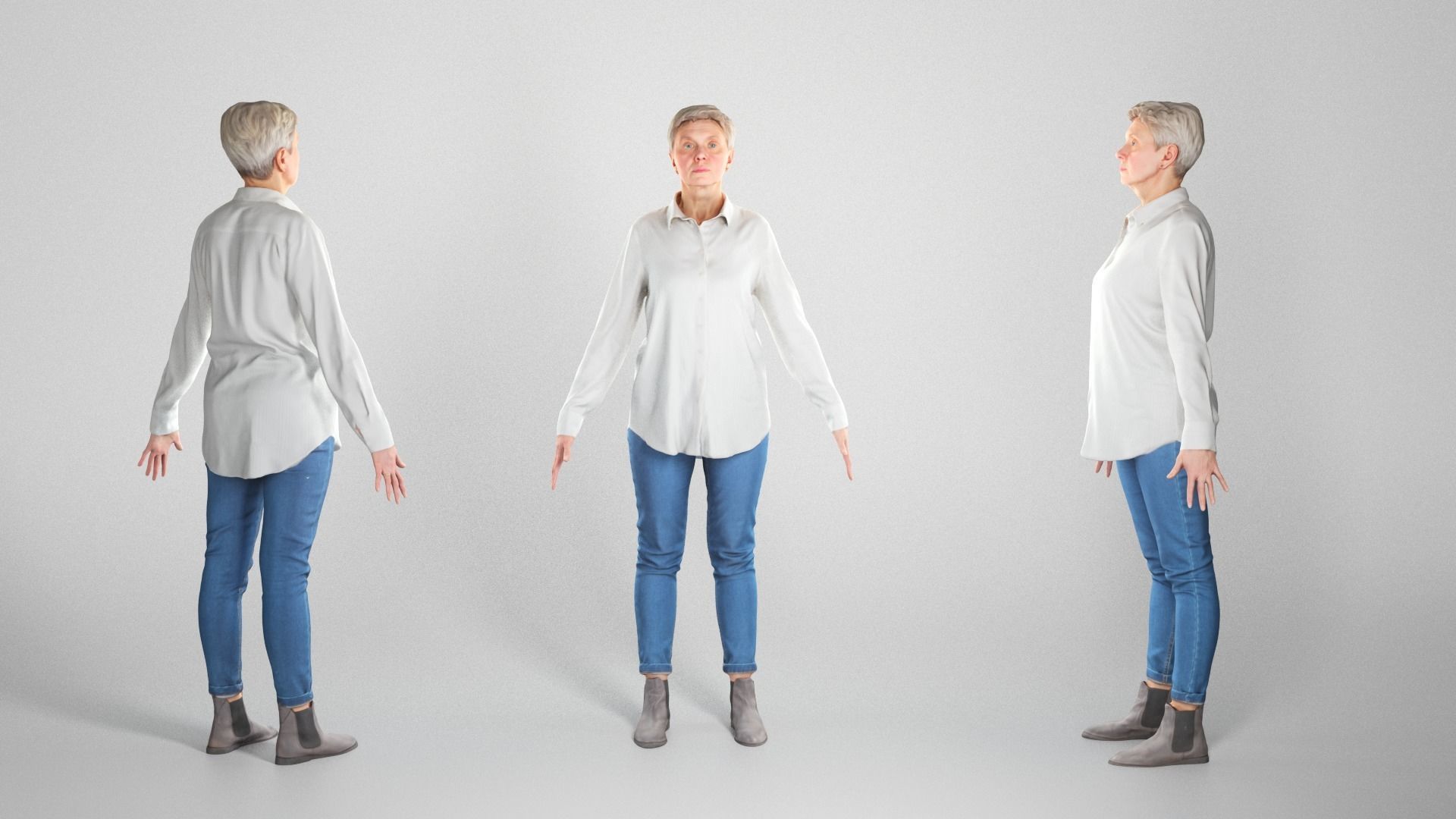 Adult woman in casual style ready for animation 131 Low-poly 3D model_2