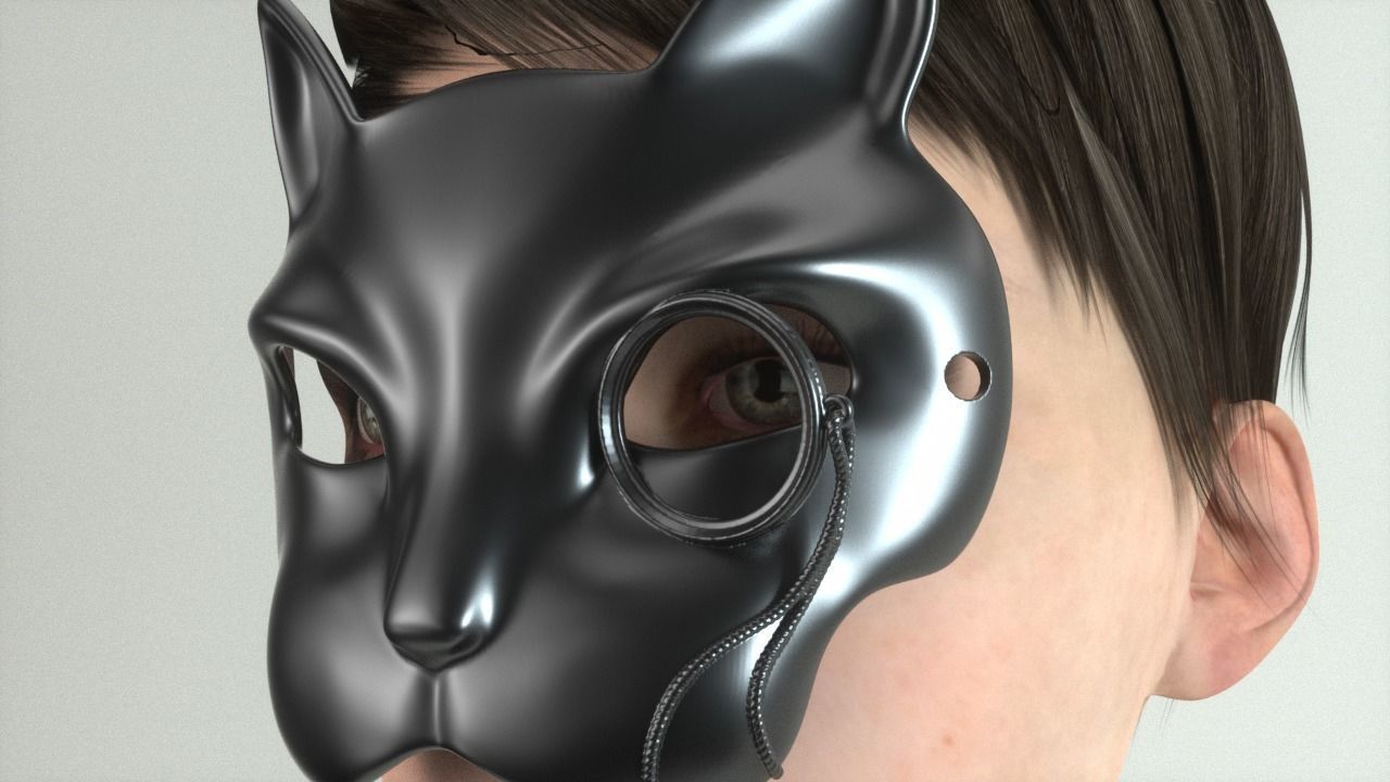 Carnival Mask - Cat with monocle 3D print model_4