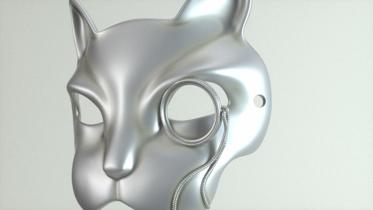 Carnival Mask - Cat with monocle 3D print model_9