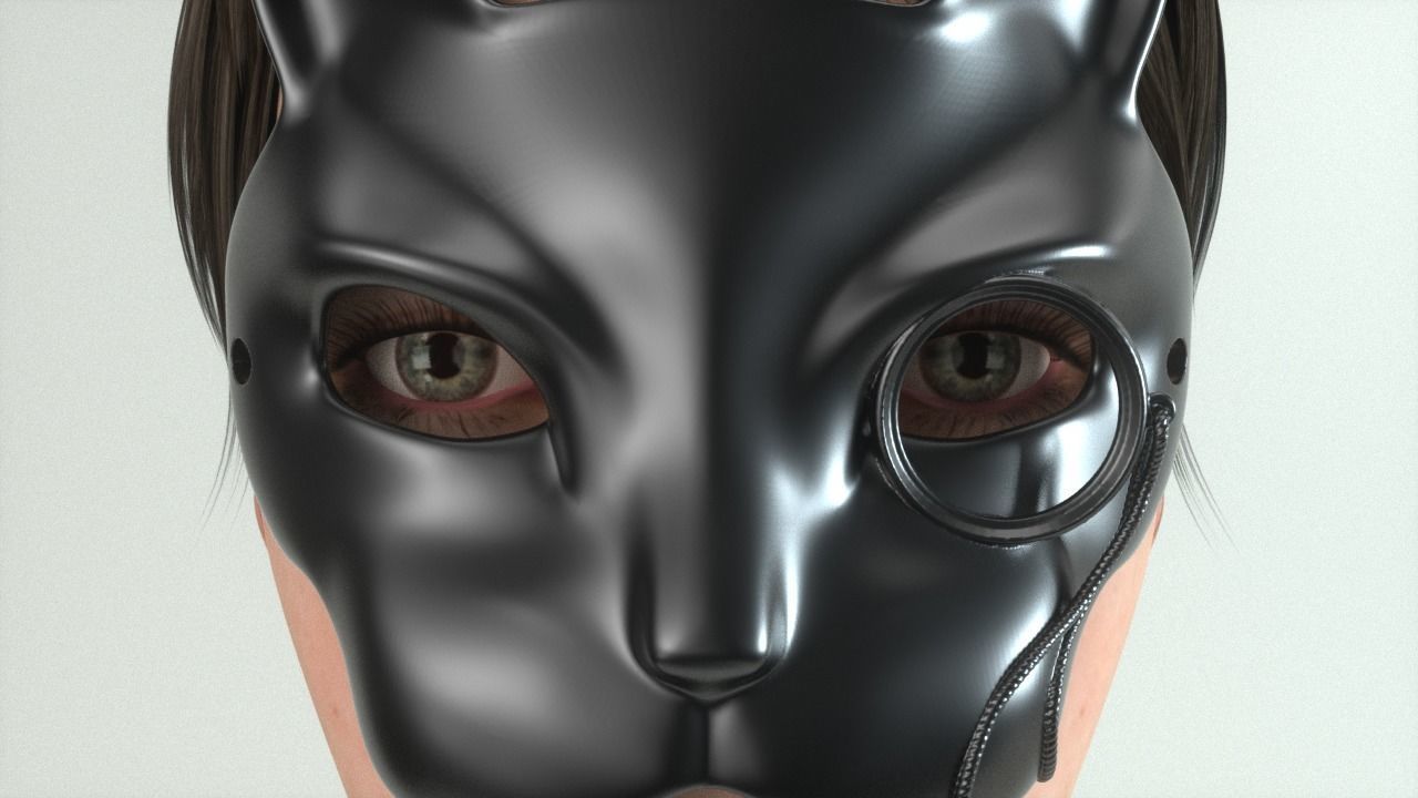 Carnival Mask - Cat with monocle 3D print model_1