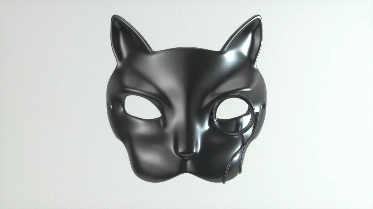 Carnival Mask - Cat with monocle 3D print model_0