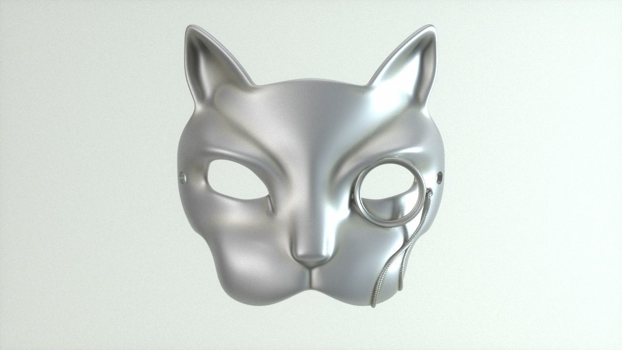 Carnival Mask - Cat with monocle 3D print model_7
