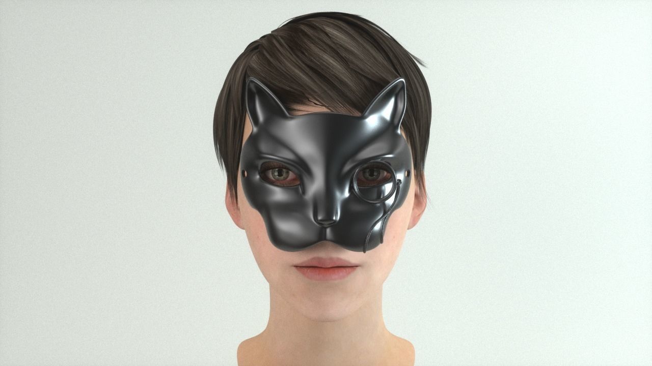 Carnival Mask - Cat with monocle 3D print model_2