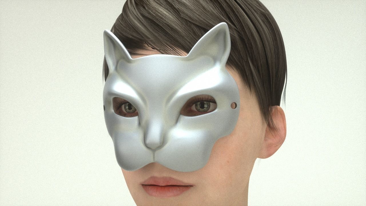 Carnival Mask - Cat with monocle 3D print model_8