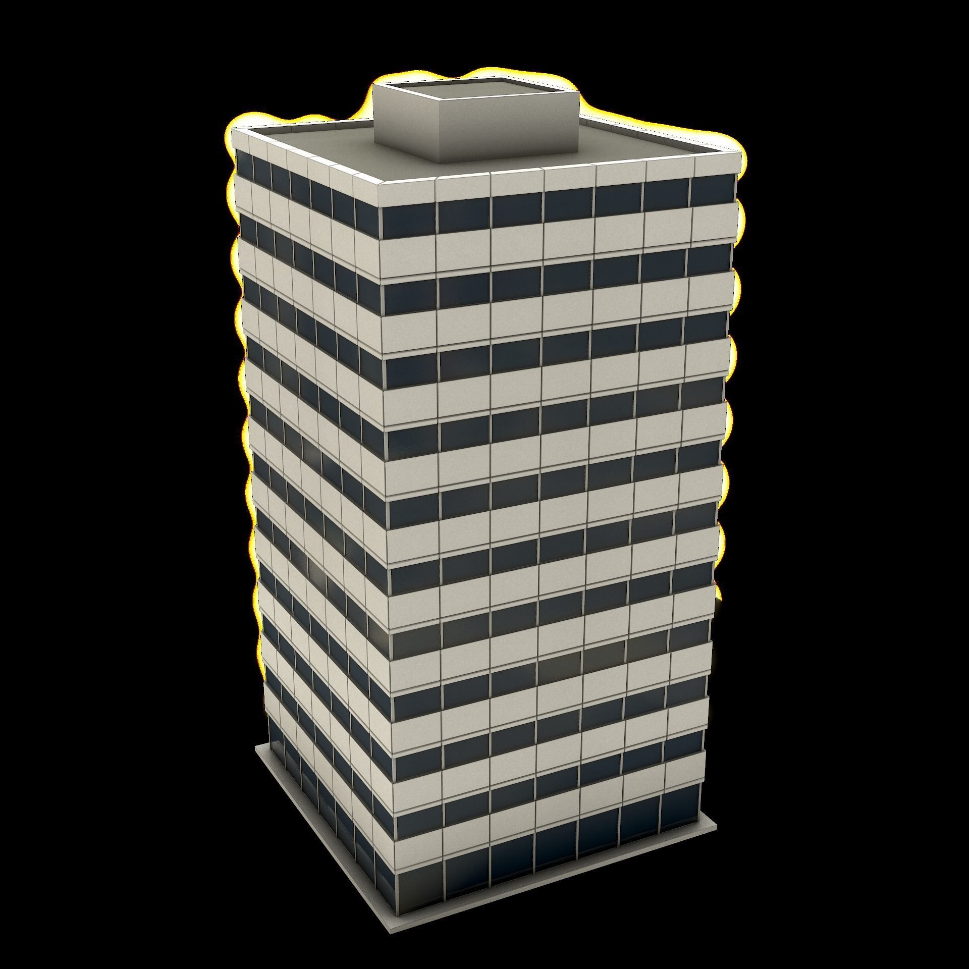 Office Tower Game Ready Low-poly 3D model_4