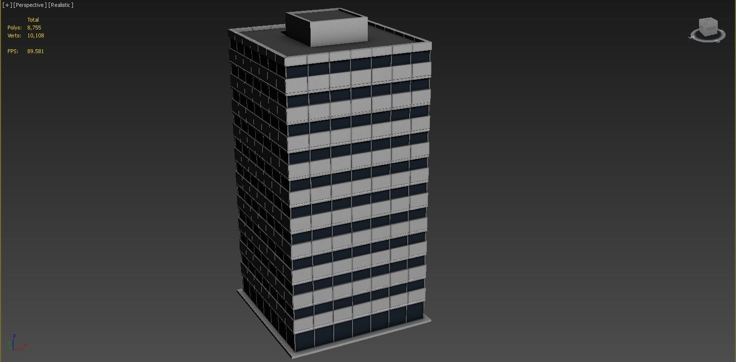 Office Tower Game Ready Low-poly 3D model_3