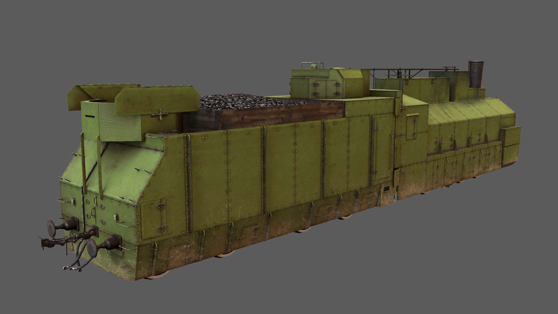 Armored Train PR-35 Locomotive Low-poly 3D model_9