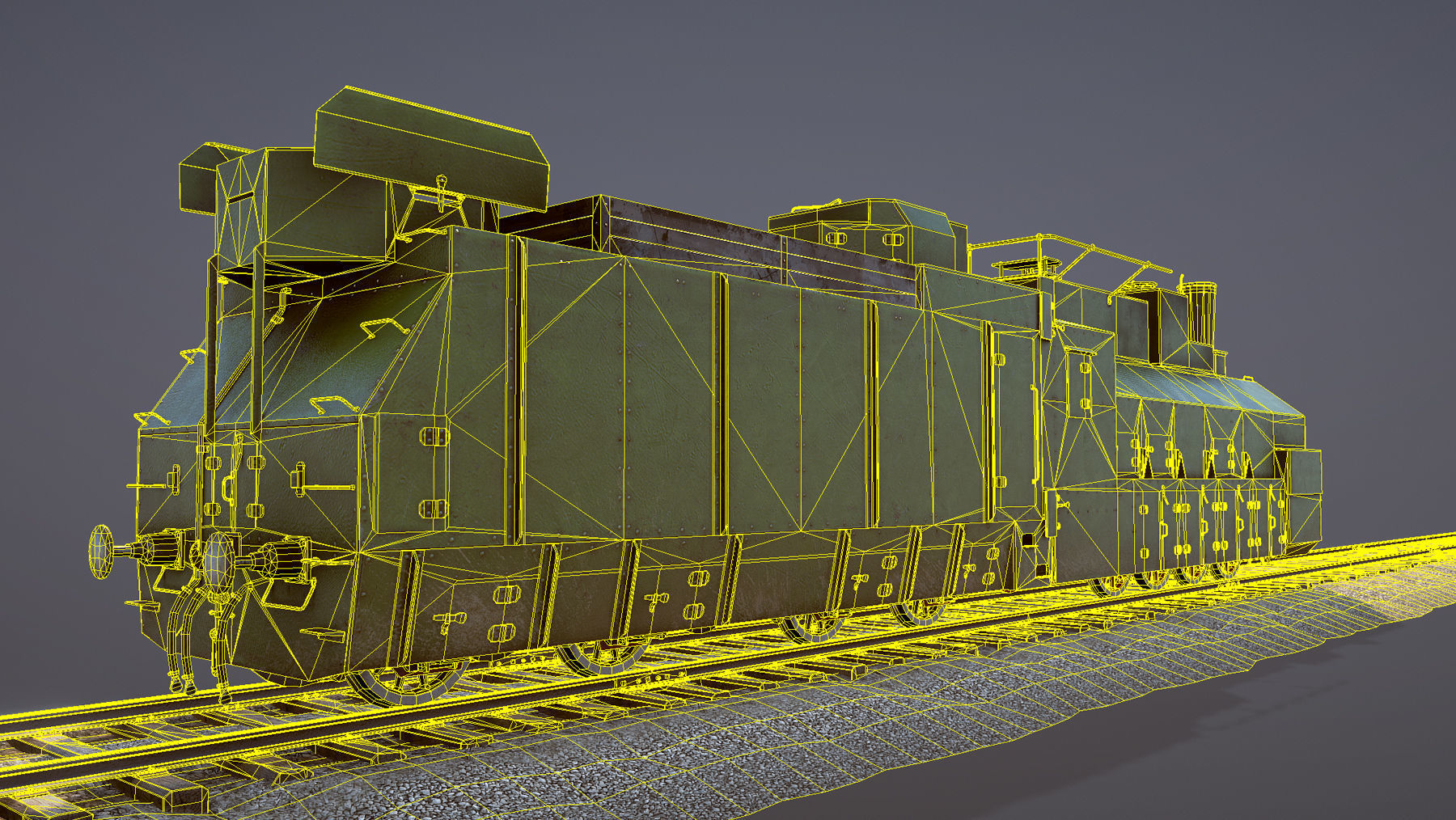 Armored Train PR-35 Locomotive Low-poly 3D model_31