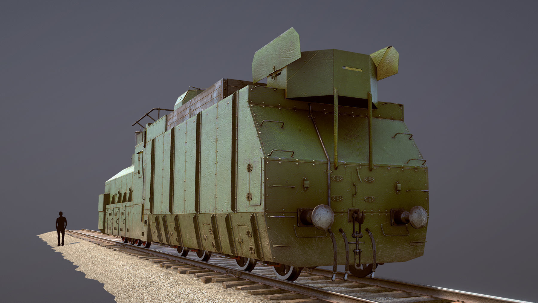 Armored Train PR-35 Locomotive Low-poly 3D model_8