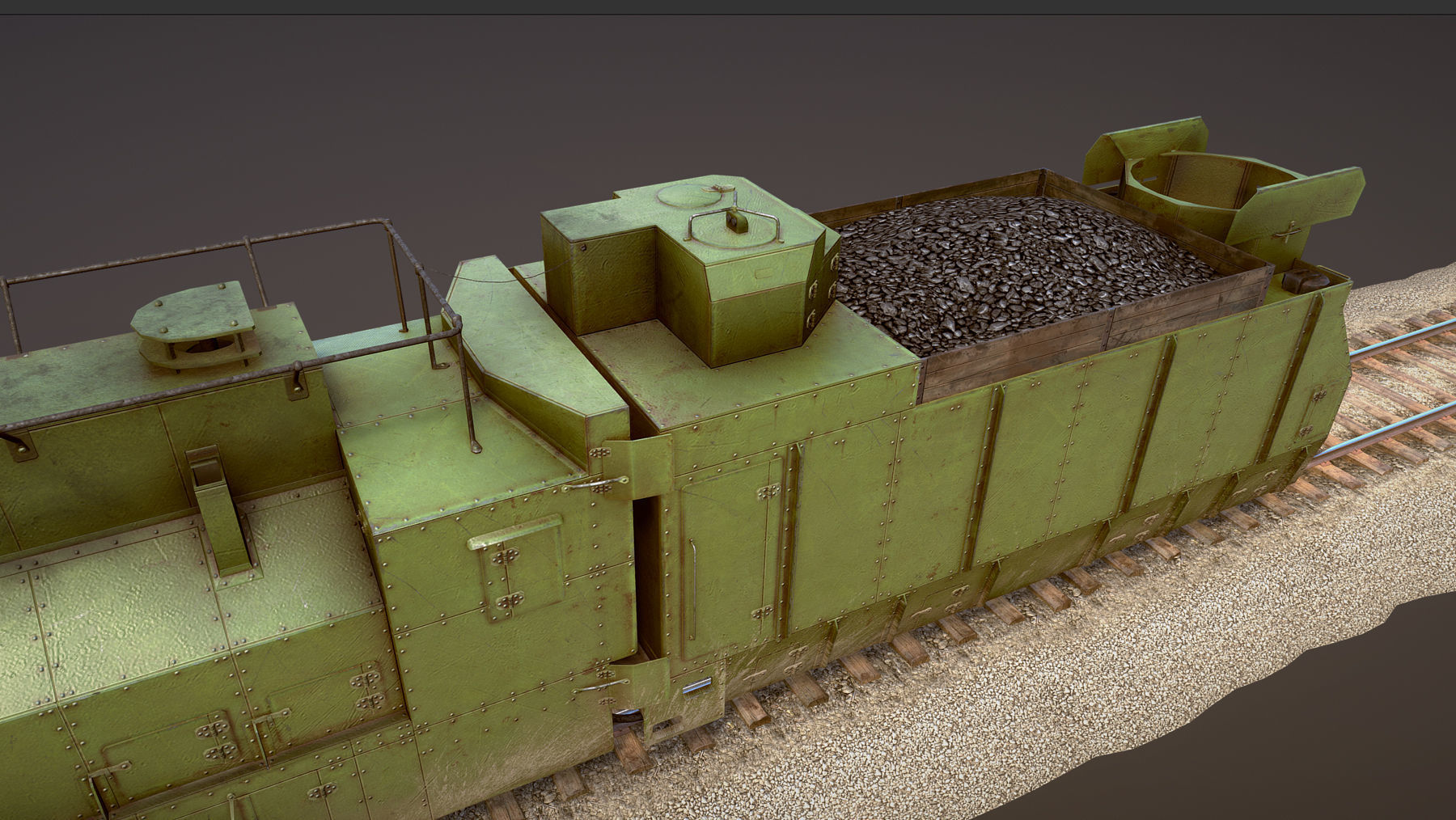 Armored Train PR-35 Locomotive Low-poly 3D model_15