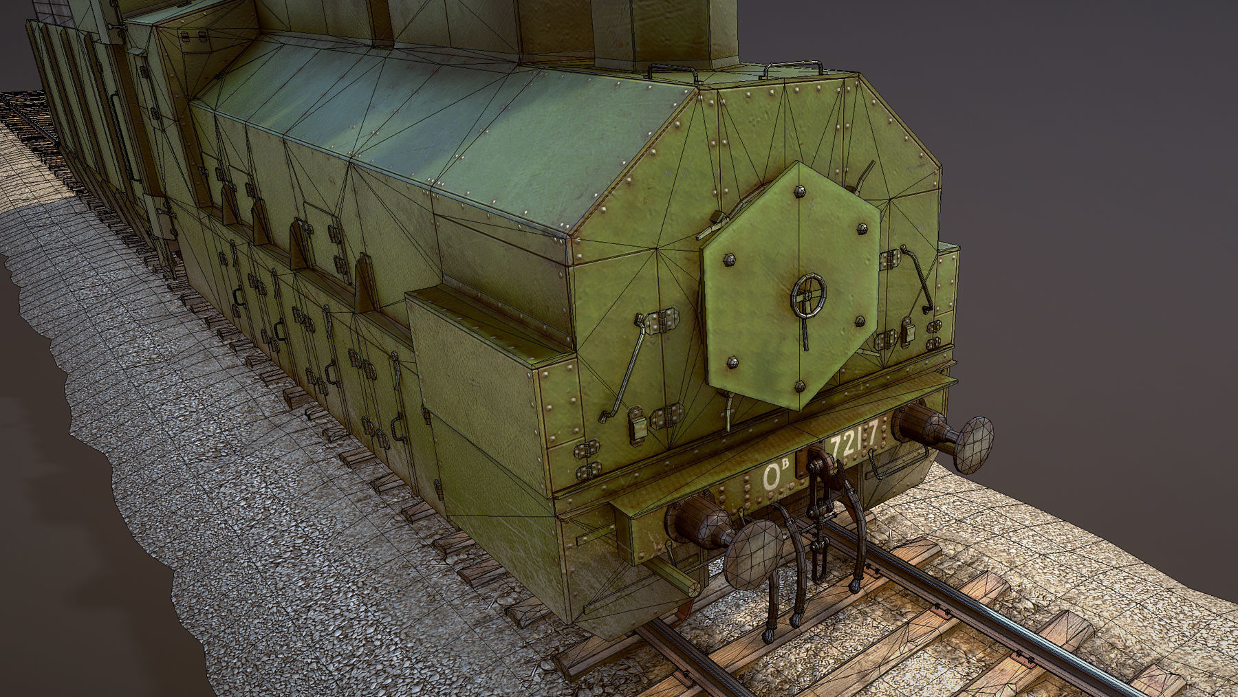 Armored Train PR-35 Locomotive Low-poly 3D model_29