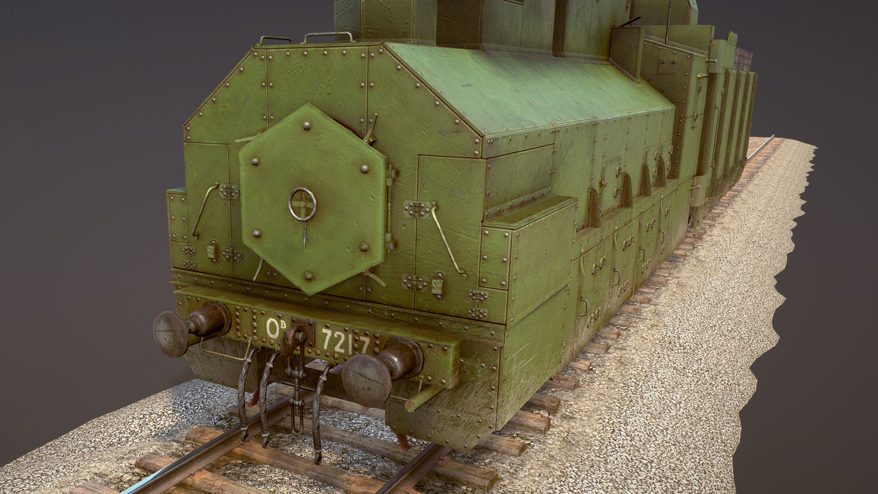 Armored Train PR-35 Locomotive Low-poly 3D model_16