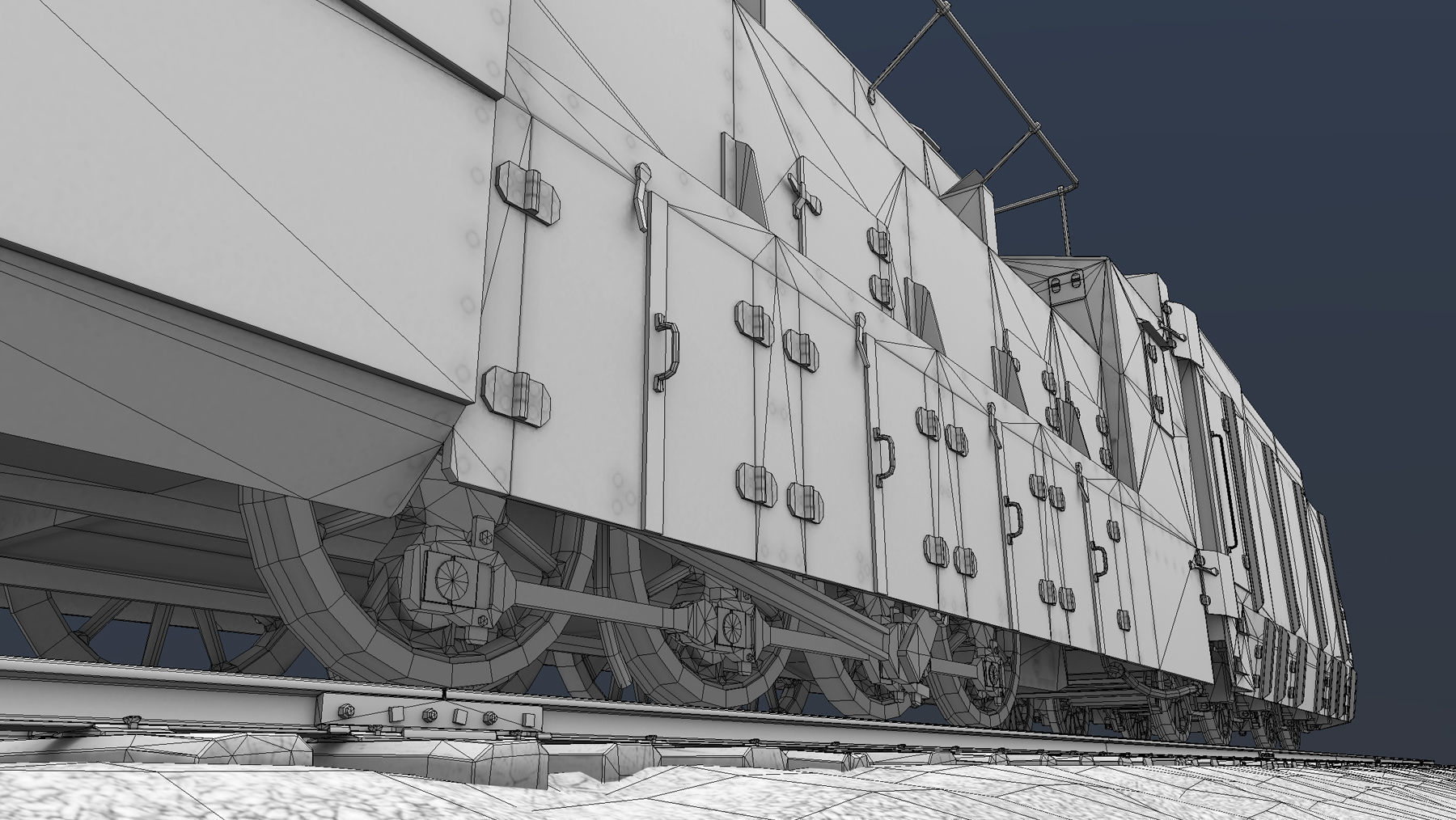 Armored Train PR-35 Locomotive Low-poly 3D model_37