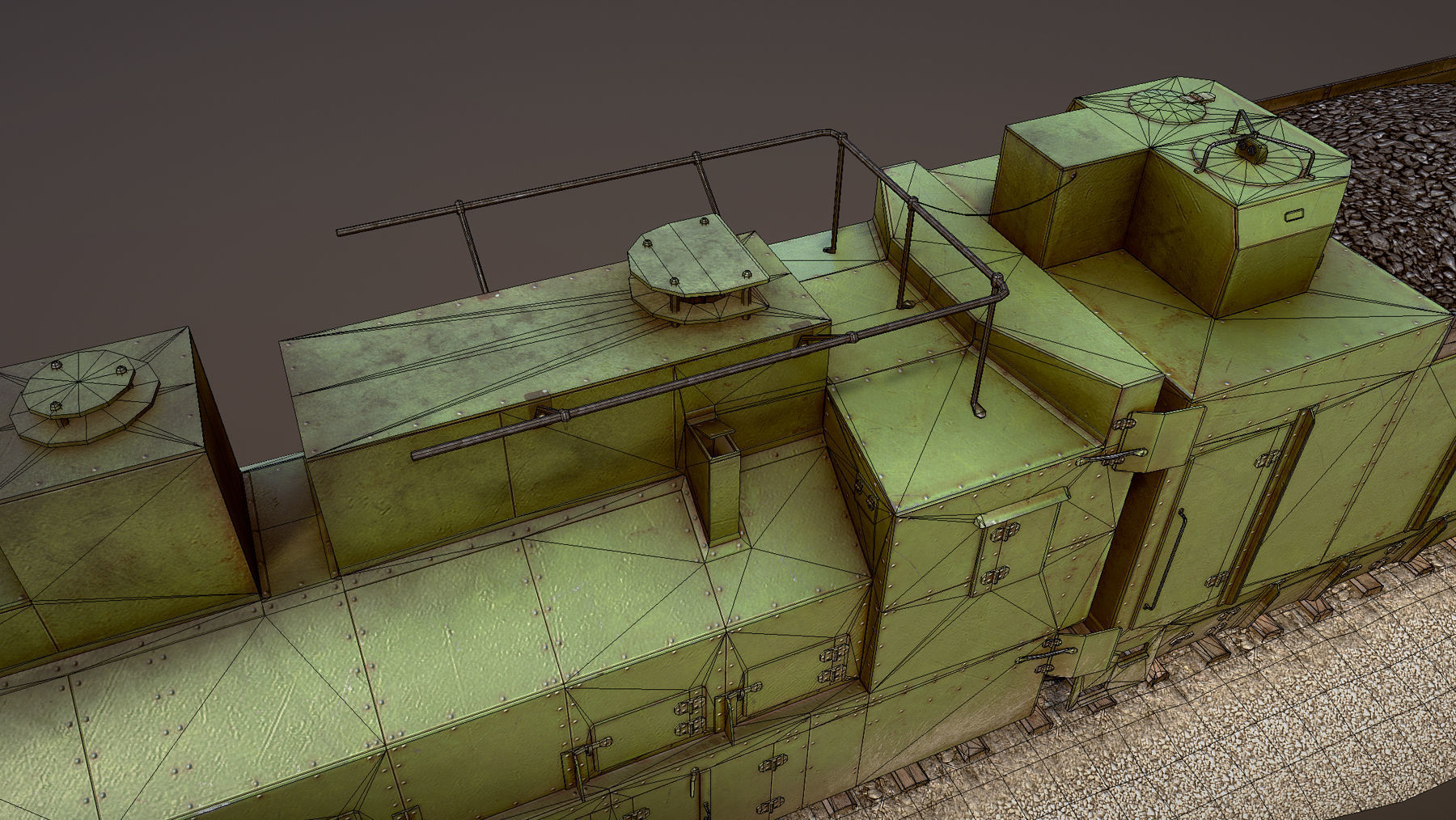 Armored Train PR-35 Locomotive Low-poly 3D model_27