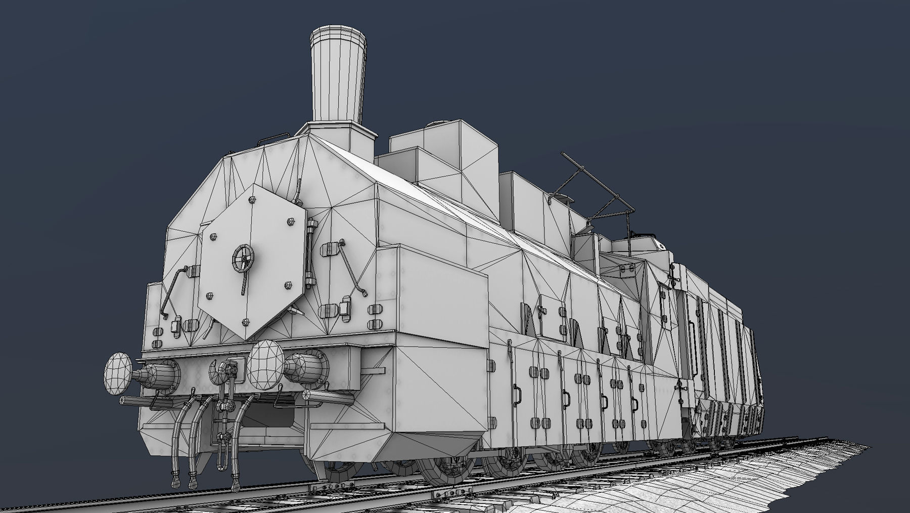 Armored Train PR-35 Locomotive Low-poly 3D model_36