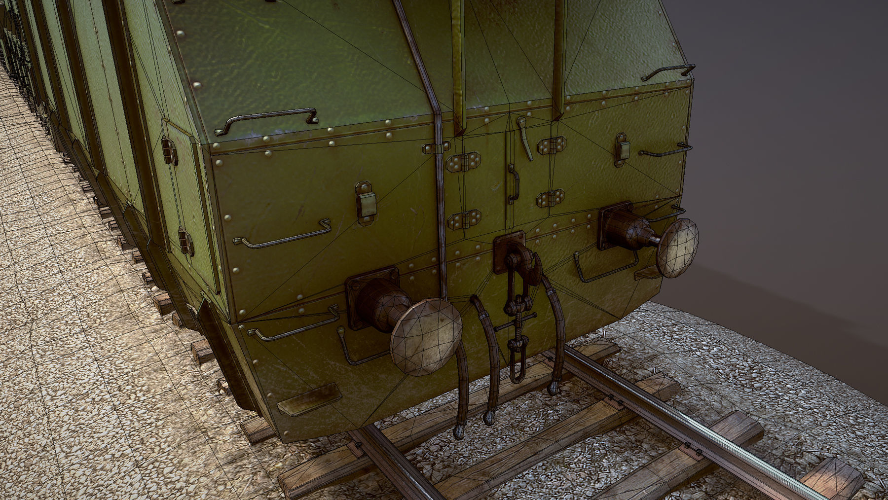 Armored Train PR-35 Locomotive Low-poly 3D model_26