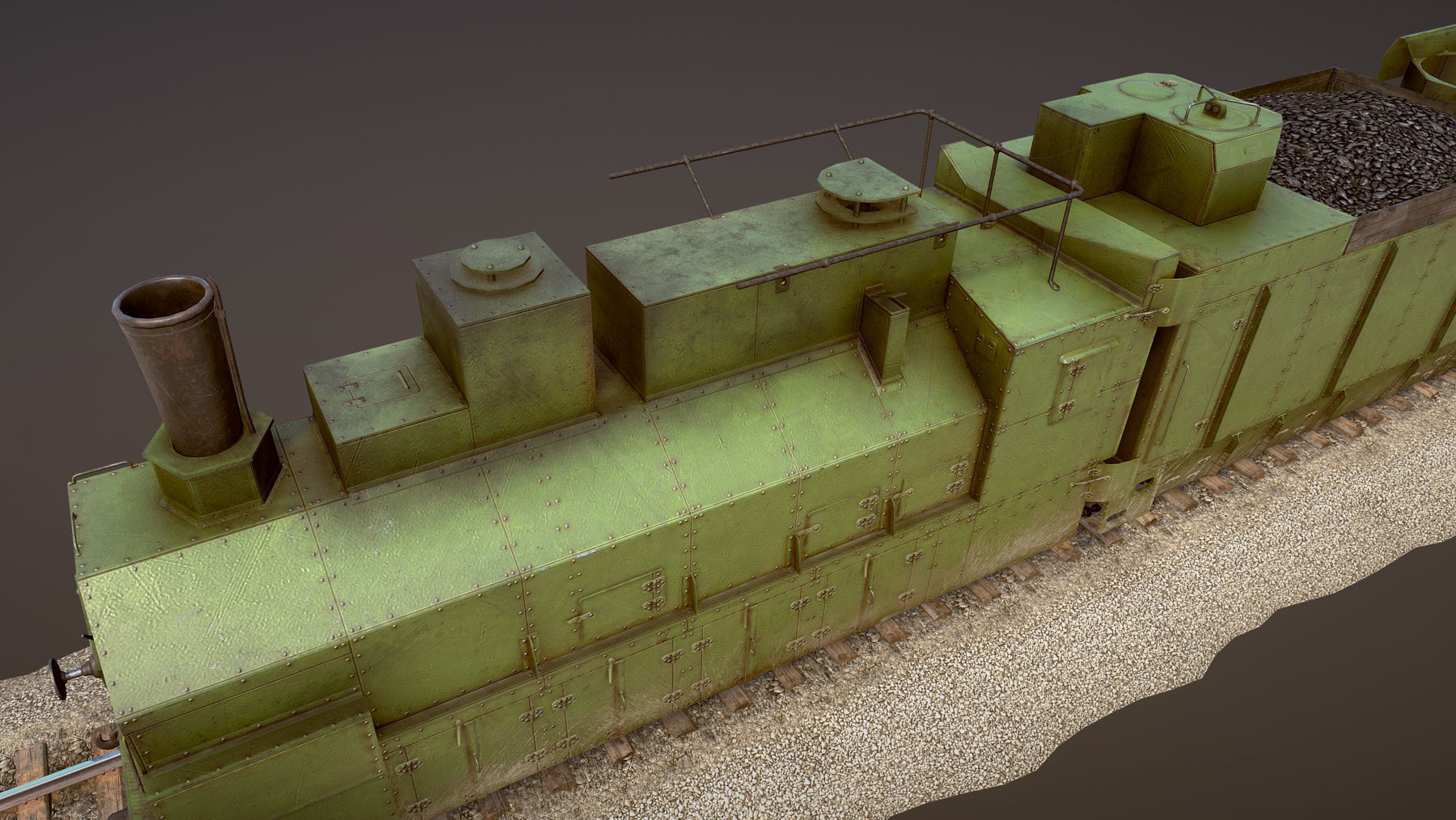 Armored Train PR-35 Locomotive Low-poly 3D model_18