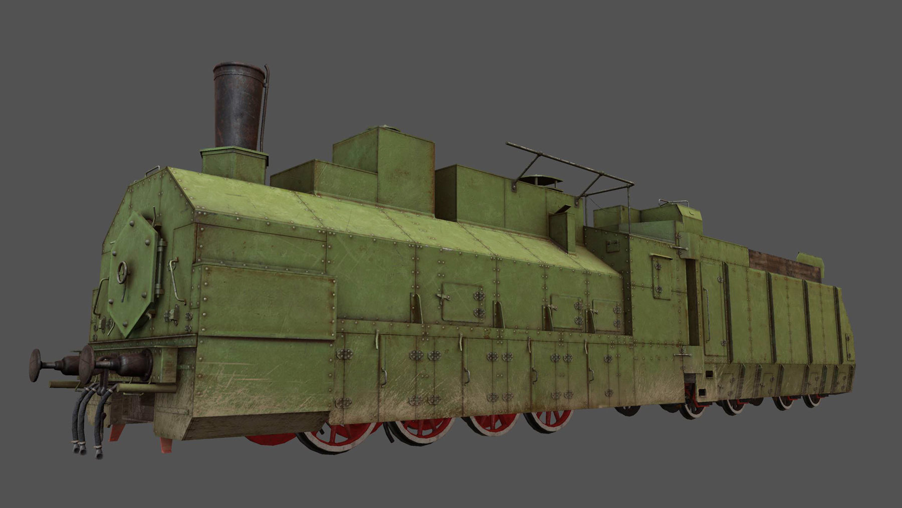 Armored Train PR-35 Locomotive Low-poly 3D model_13