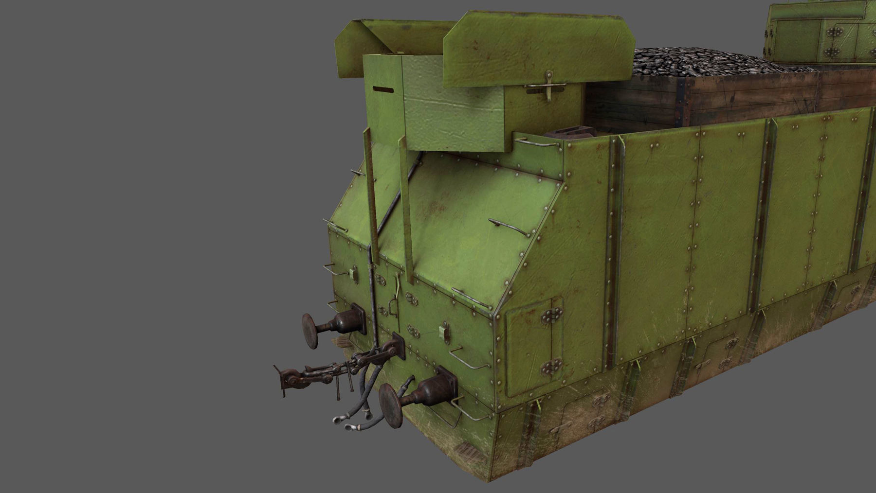 Armored Train PR-35 Locomotive Low-poly 3D model_14