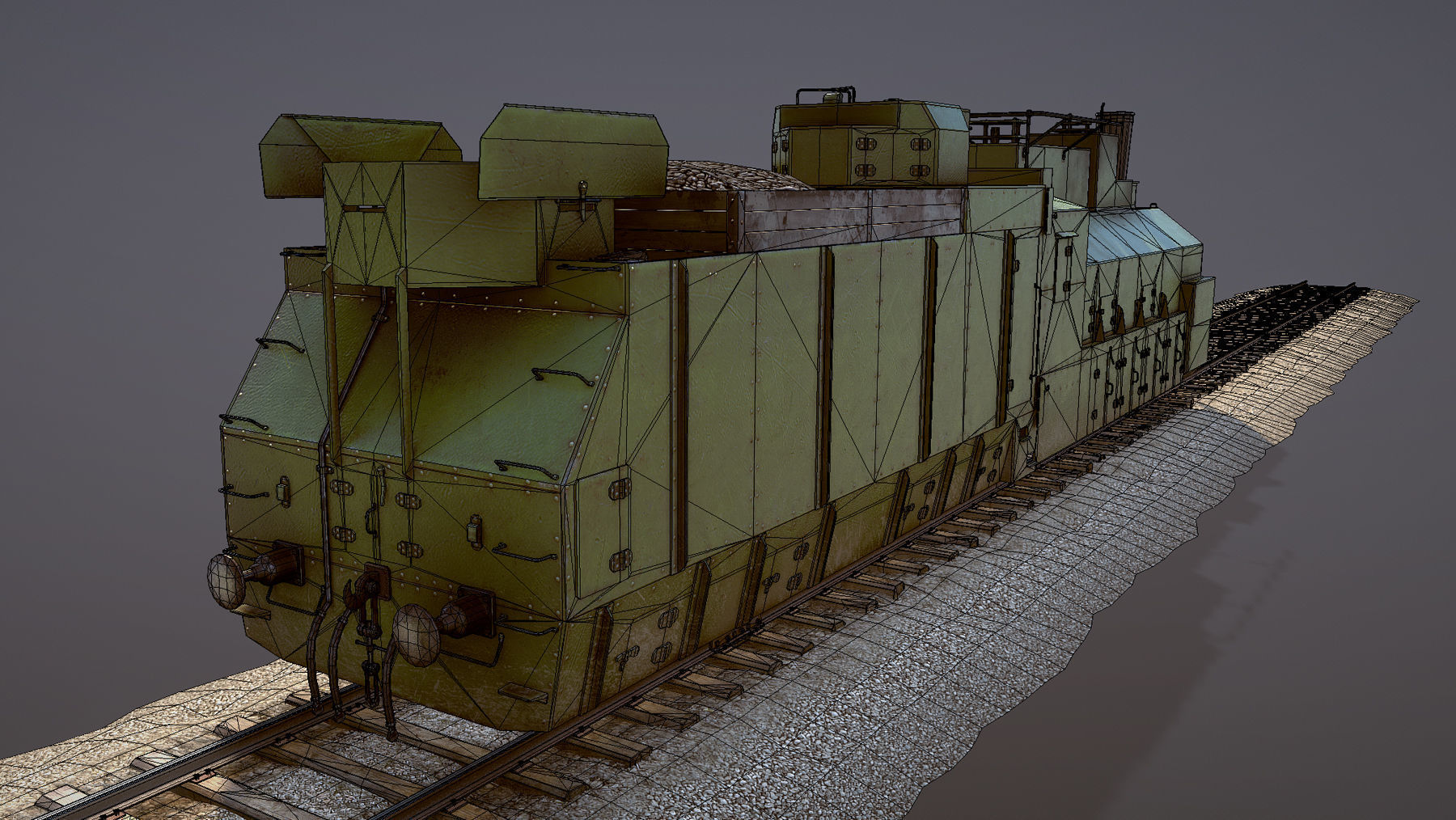 Armored Train PR-35 Locomotive Low-poly 3D model_24