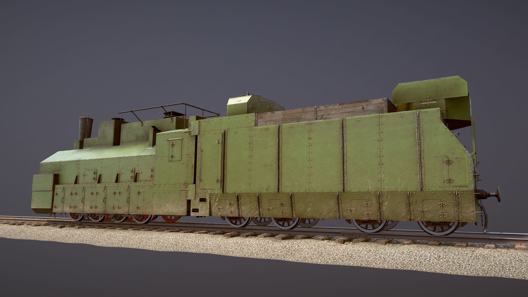 Armored Train PR-35 Locomotive Low-poly 3D model_10